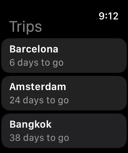 Several trips on the wrist, each with its own countdown.