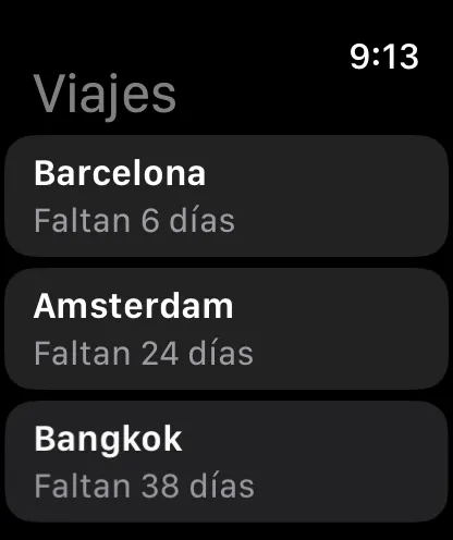 Varios viajes en la muñeca, cada uno con su propia cuenta atrás.