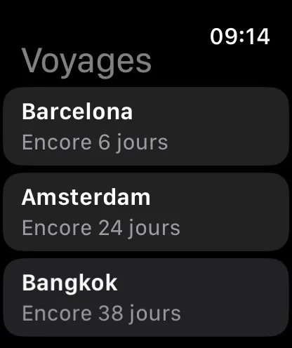 Plusieurs voyages au poignet, chacun avec son propre compte à rebours.