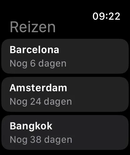 Meerdere reizen om de pols, elk met een eigen aftelling.