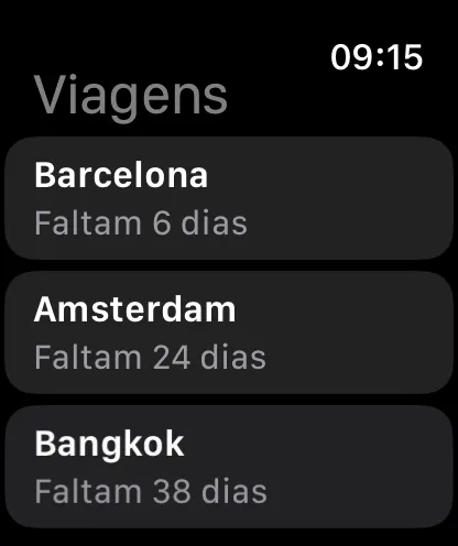 Várias viagens no pulso, cada uma com a sua contagem regressiva.